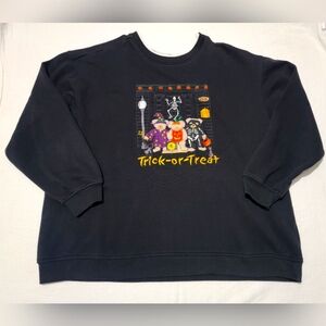 VTG Halloween Sweatshirt 2X Embroidered Adorable Bears Trick or Treating 80s-90s